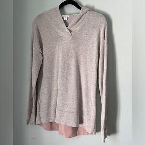 Market & Spruce Sweater with Hoodie in Gray and Pink, Size Medium